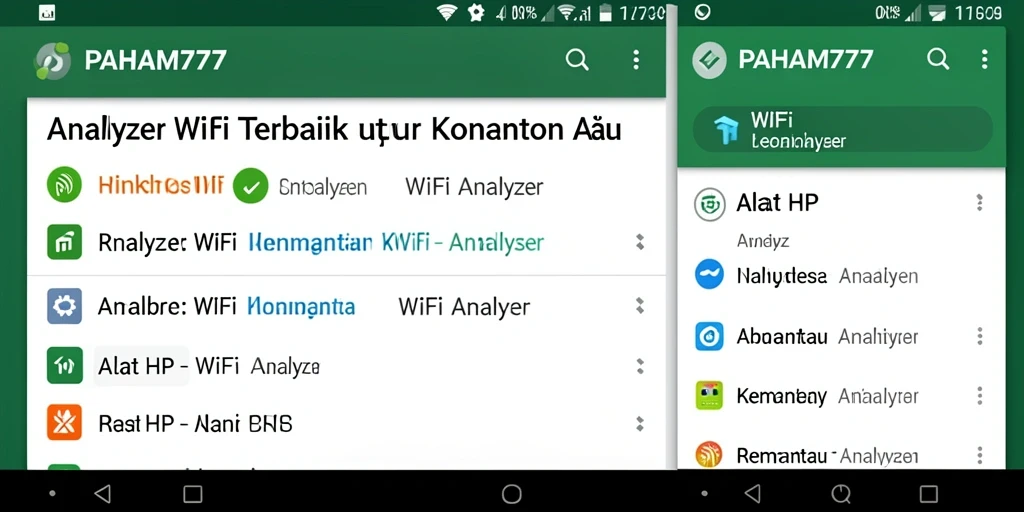 Antarmuka aplikasi PAHAM777 menunjukkan analisis kekuatan WiFi yang akurat.