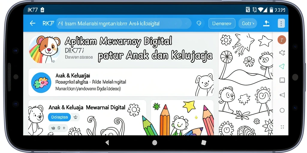 Tampilan antarmuka aplikasi RK77 untuk mewarnai digital.