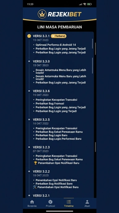 Tampilan riwayat versi rejekibet